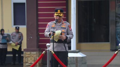 Kapolres Lebak Pimpin Upacara Kenaikan Pangkat Pengabdian Kapolsek Gunung Kencana Kompol Edi Sucipto